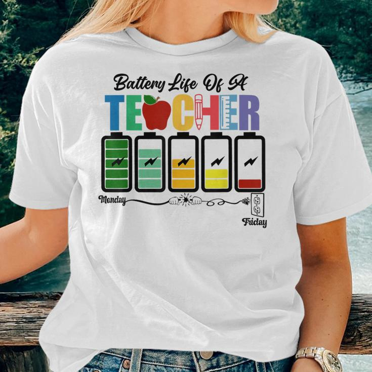 Battery Life Of A Teacher School Classroom Women T-shirt Gifts for Her
