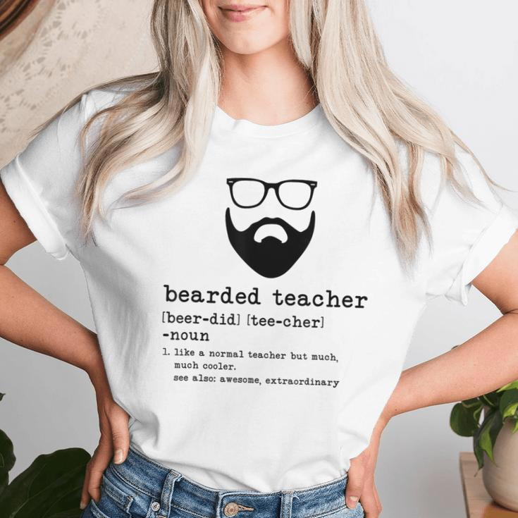 Bearded Teacher Beard Teacher Back To School Women T-shirt Gifts for Her