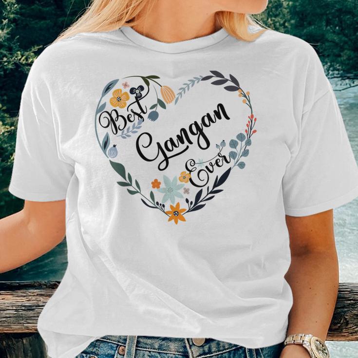 Best Gangan Ever Heart Flower Blessed Grandma Mother's Day Women T-shirt Gifts for Her