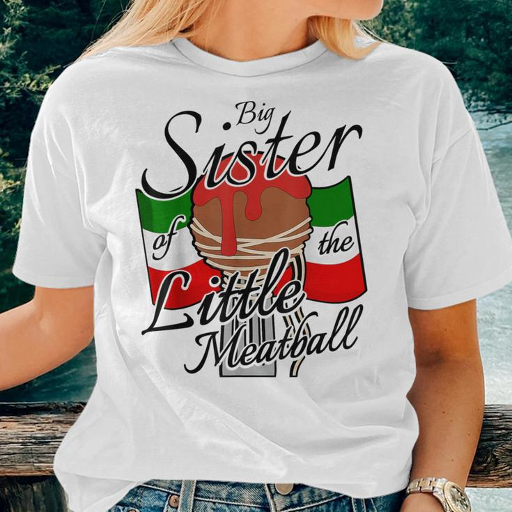 Big Sister Of Little Meatball Italian Theme 1St Birthday Women T-shirt Gifts for Her