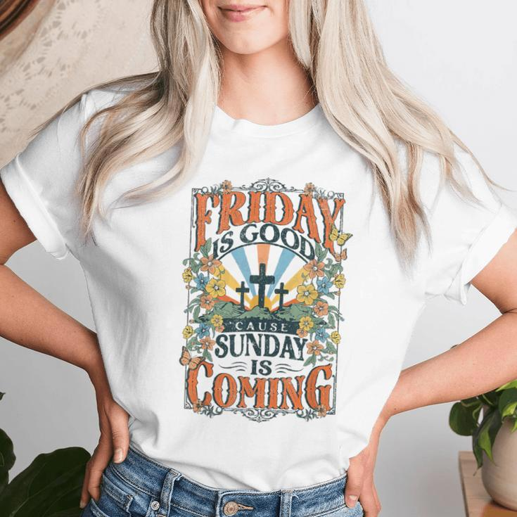 Boho Christian Easter Friday Is Good Sunday Is Coming Women T-shirt Gifts for Her