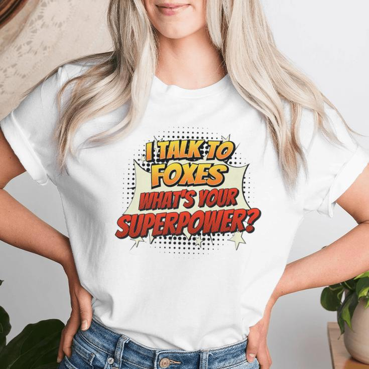 Chicken Dad Mom Talk Superpower Fox Women T-shirt Gifts for Her