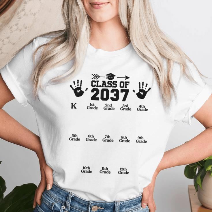 Class Of 2037 Grow With Me Handprint Pre-K 12Th Grade Women T-shirt Gifts for Her