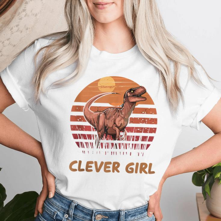 Clever Girl Dinosaur Sunset Retro Vintage For A Dino Lover Women T-shirt Gifts for Her