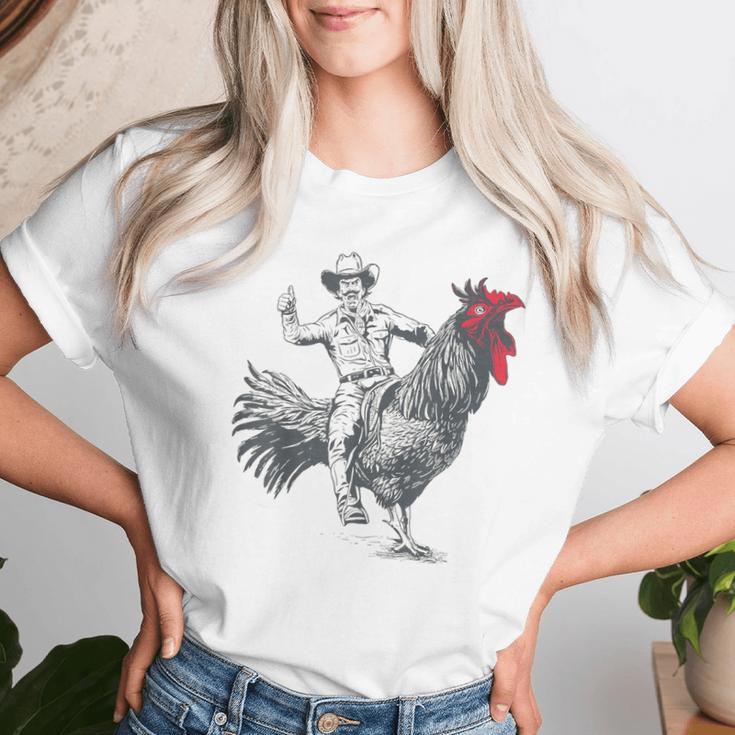Cowboy Riding Chicken Women T-shirt Gifts for Her