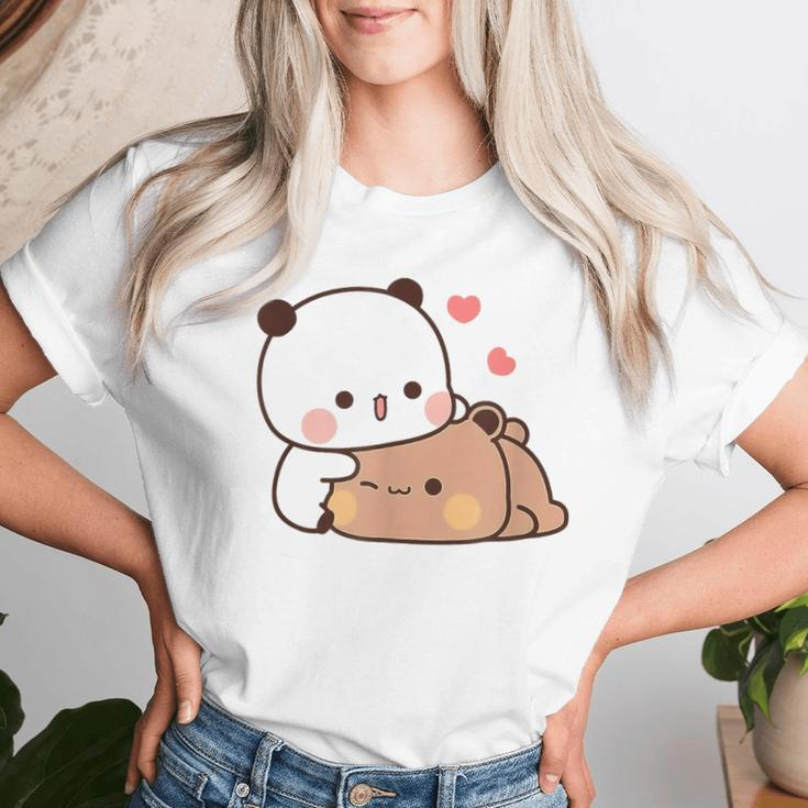 Cute Bubu Dudu Panda Bears Couple Love Bubu And Dudu Women T-shirt Gifts for Her
