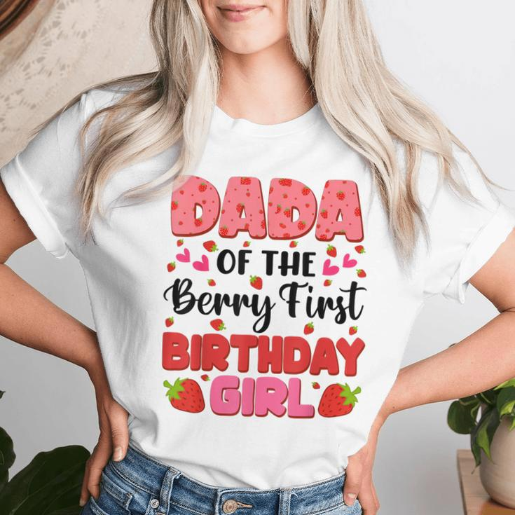 Dada Bery First Birthday Strawberry Girl Dad And Mom Family Women T-shirt Gifts for Her