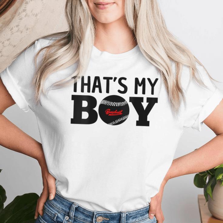 Damen Das Ist Mein Sohn Baseball Stolzer Ballsport Mama Papa Mit-Ausschnitt T-shirt Frauen Geschenke für Sie