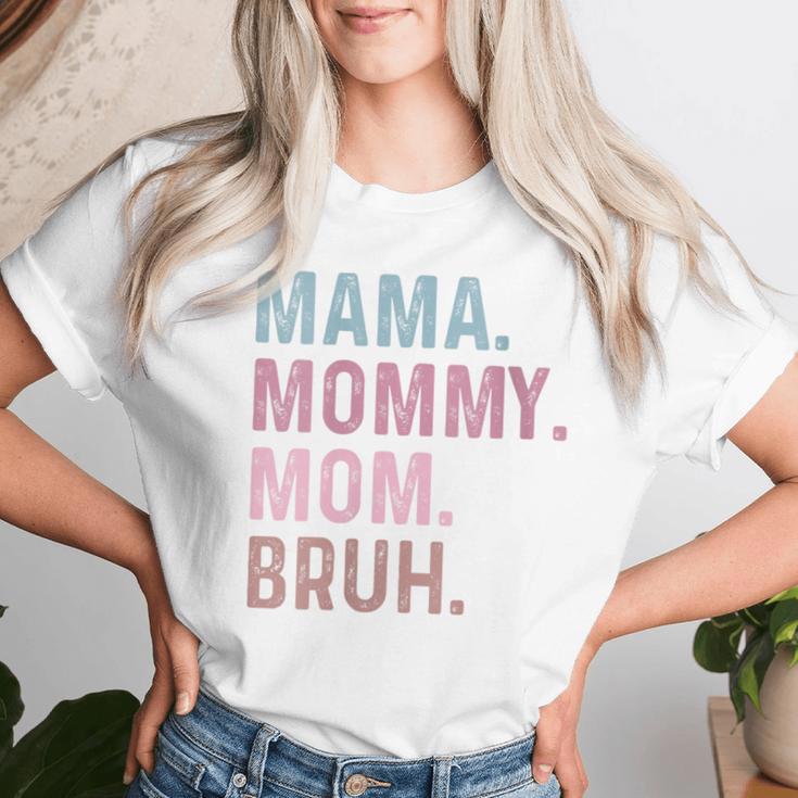 Damen Mama Mama Mama Bruh Lustigintage Groovy Muttertag Für Mama Mit-Ausschnitt T-shirt Frauen Geschenke für Sie