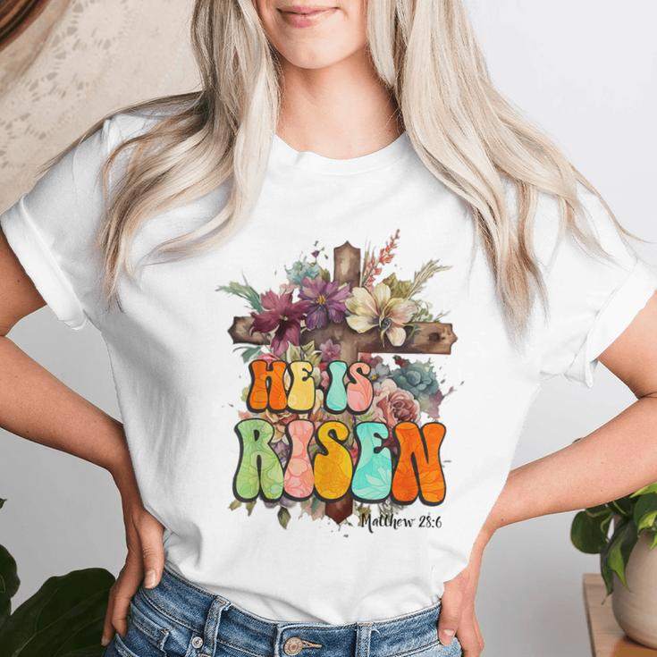 Easter Christian He Is Risen Sun Resurrection Floral Men Women T-shirt Gifts for Her