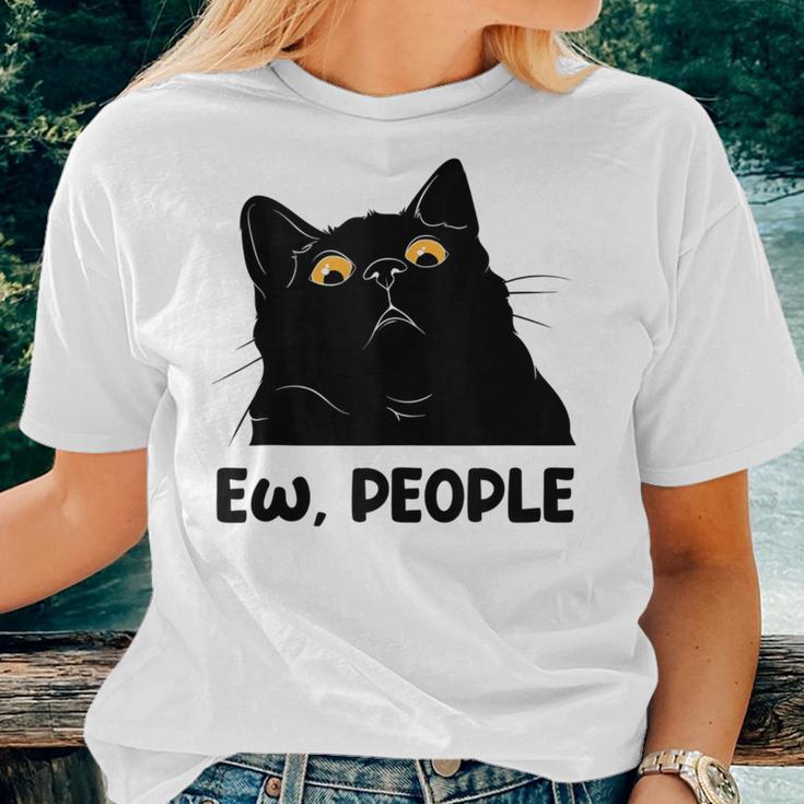 Ew People Black Cat Lover For Fun Cat Saying Women T-shirt Gifts for Her