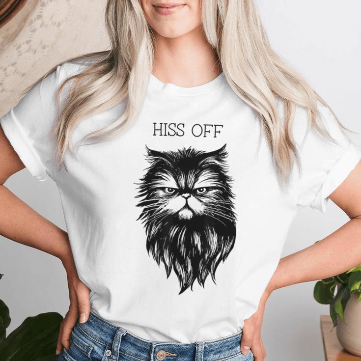 Fiss Off Lustiges Süßes Katzen-Wortspiel Punny Meow Cat Lover Papa Mama T-shirt Frauen Geschenke für Sie