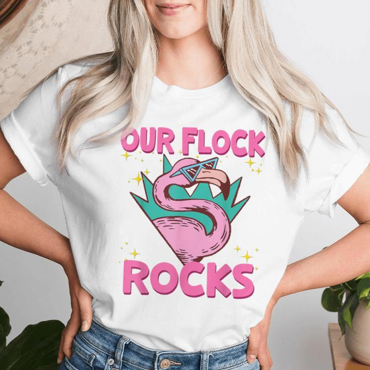 Our Flock Rocks Flamingo Matching Family Vacation Group Women T-shirt Gifts for Her