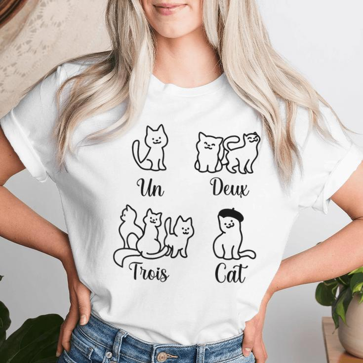 French Teacher Un Deux Trois Cat Family Cat Women Women T-shirt Gifts for Her