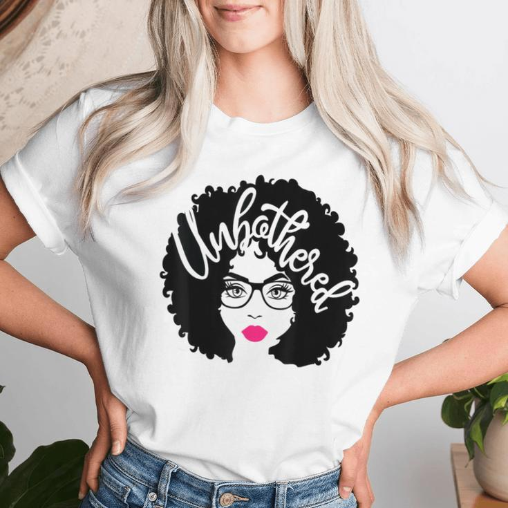 Afro Diva Pink Lips Melanin Black Girl Magic Unbothered Women T-shirt Gifts for Her