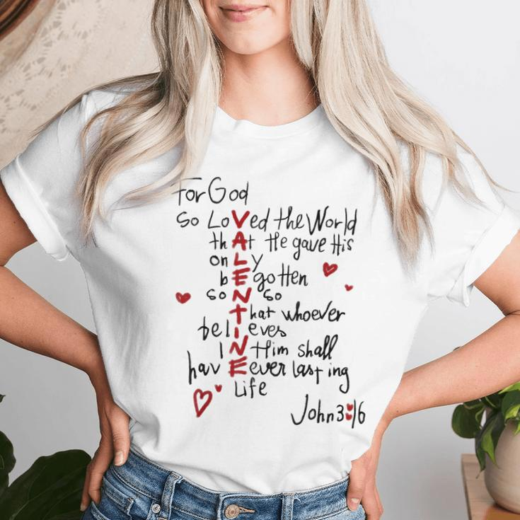 For God So Loved The World Valentine Christian Religious Women T-shirt Gifts for Her