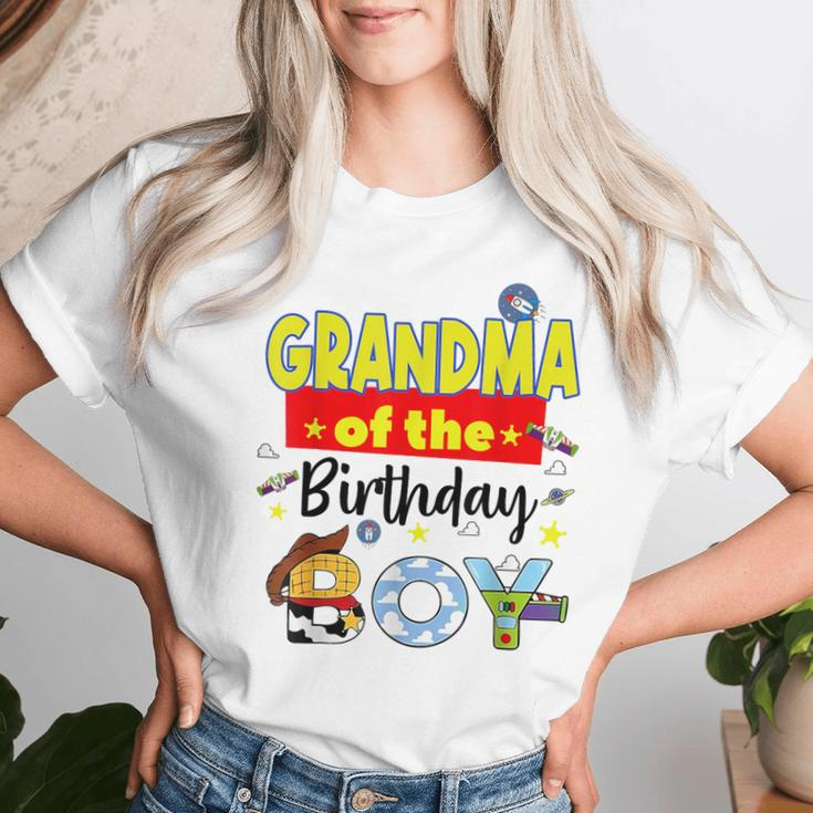 Grandma Of The Birthday Boy Toy Familly Matching Story Women T-shirt Gifts for Her