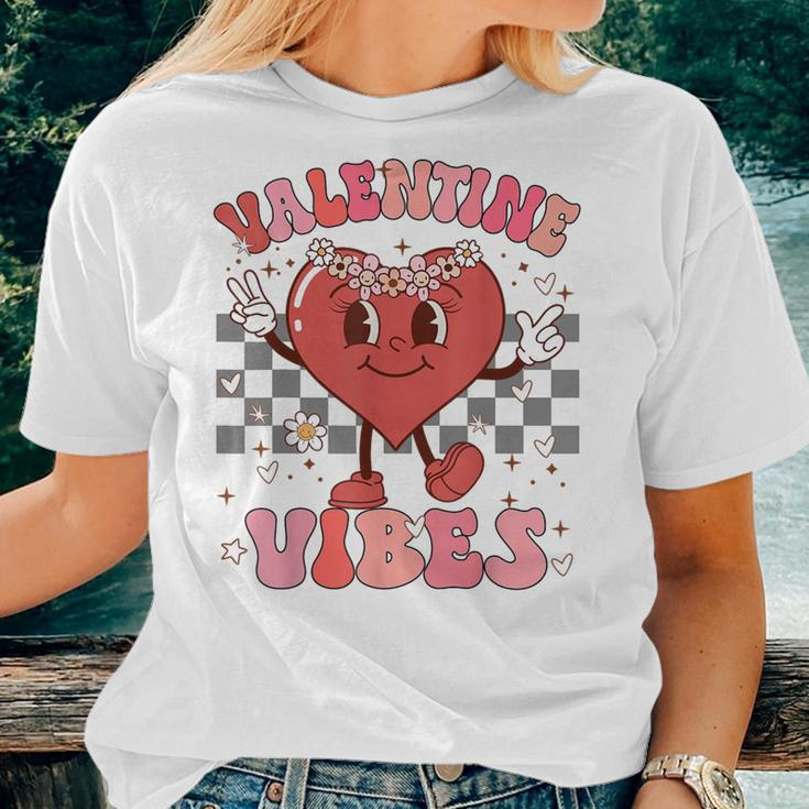 Groovy Checkered Valentine Vibes Valentines Day Girls Womens Women T-shirt Gifts for Her