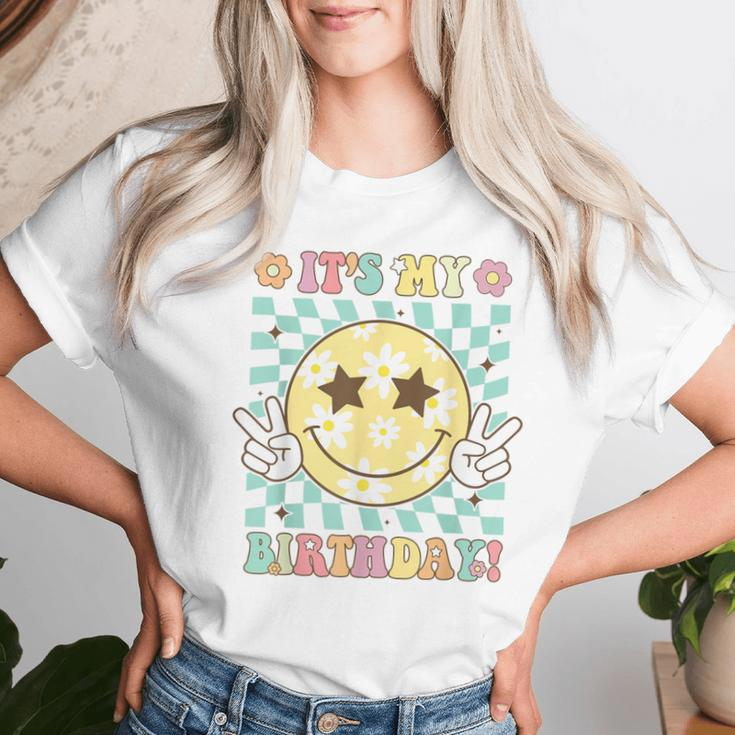 Groovy It's My Birthday Ns Girls Retro Smile Face Women T-shirt Gifts for Her