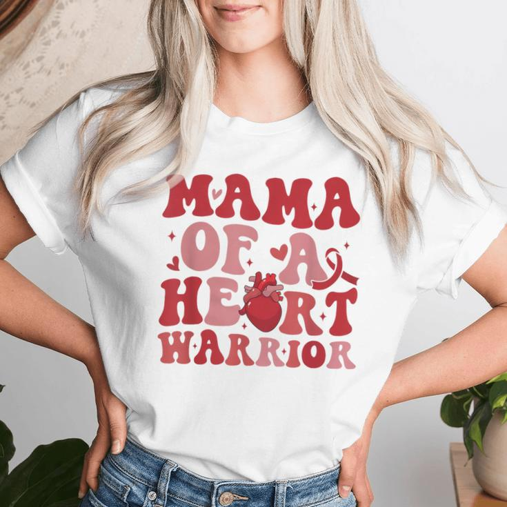 Groovy Mama Of A Heart Warrior Chd Awareness Heart Disease Women T-shirt Gifts for Her