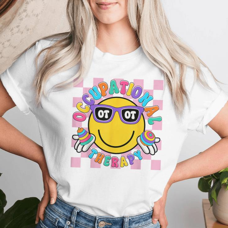 Groovy Occupational Therapy Ot Therapist Ot Month Happy Face Women T-shirt Gifts for Her