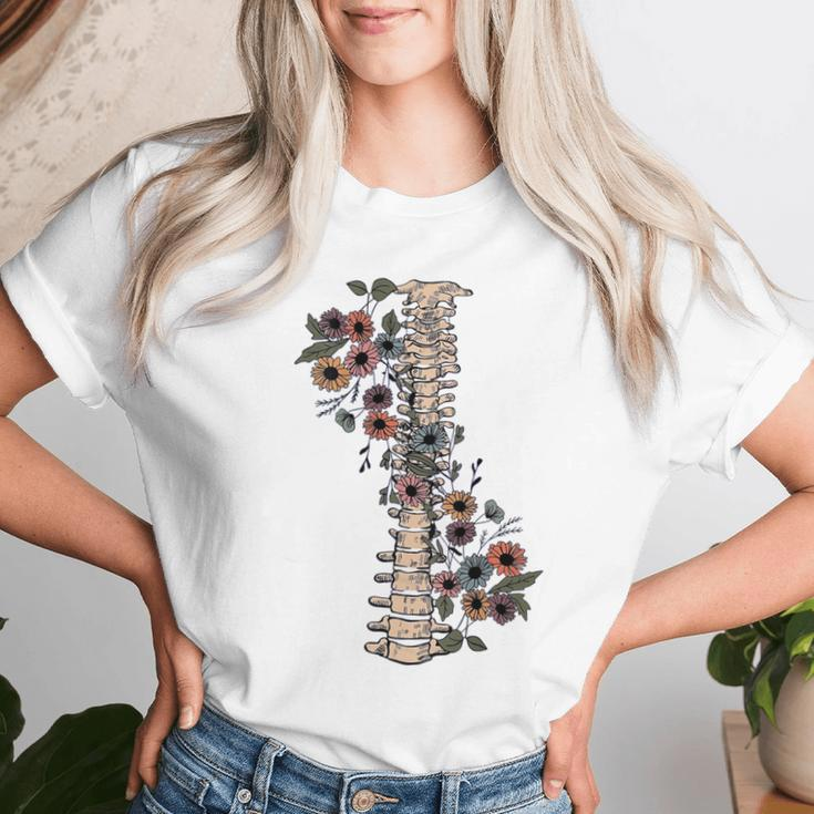 Grow Through It Floral Spine Mental Health Awareness On Back Women T-shirt Gifts for Her