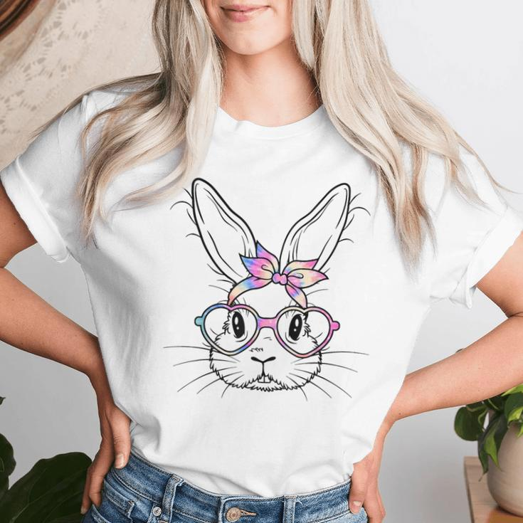 Happy Easter Cute Bunny Face Tie Dye Glasses Rabbit Girl Kid Women T-shirt Gifts for Her