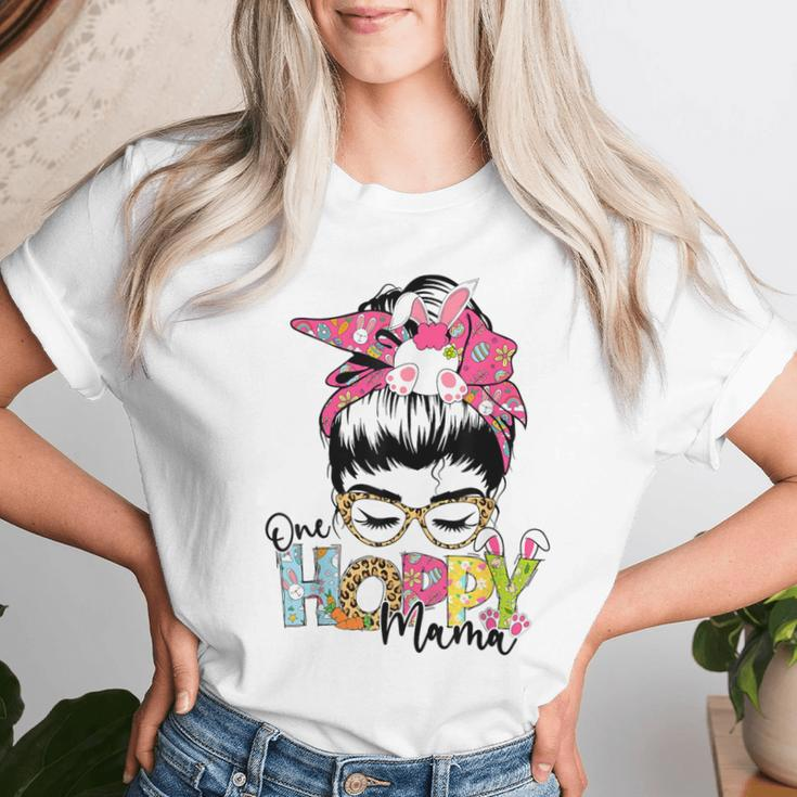 Happy Easter One Hoppy Mama Bunny Easter Messy Bun Women Women T-shirt Gifts for Her