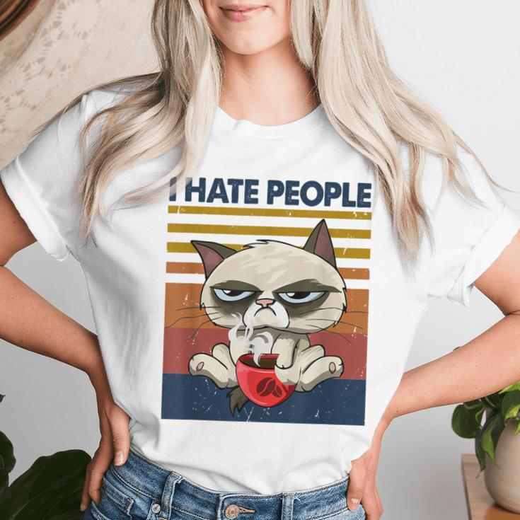 I Hate People VintageI Hate People Cat Coffee Women T-shirt Gifts for Her