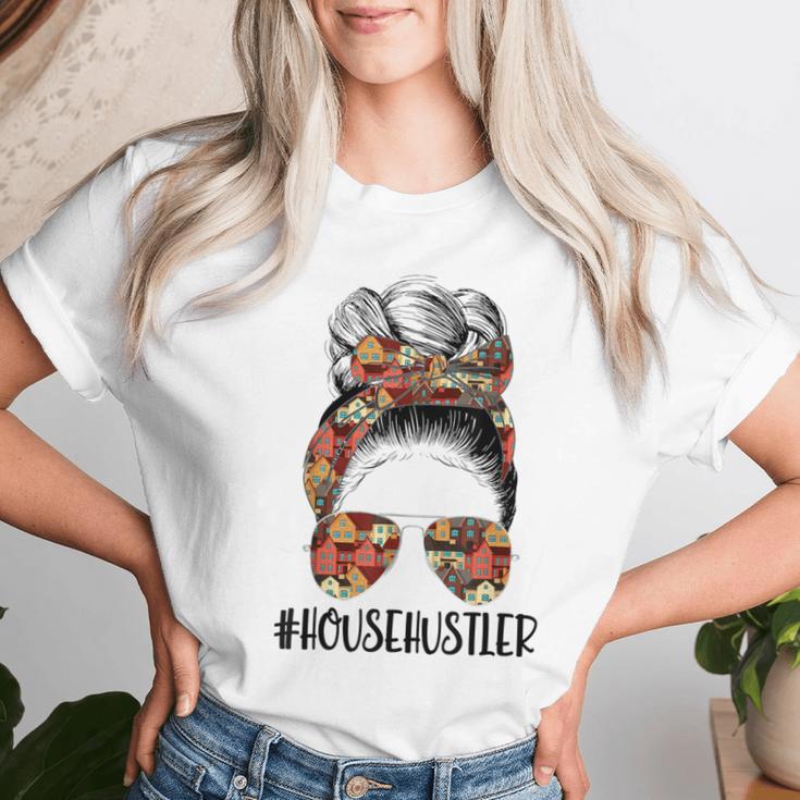 House Hustler Realtor Real Estate Agent Messy Bun Women T-shirt Gifts for Her