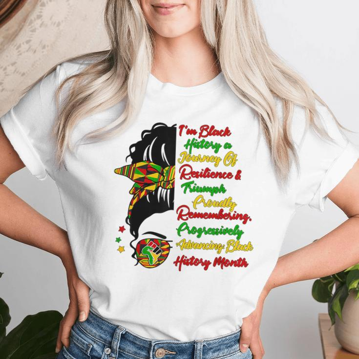 I'm Black History Messy Bun Black Queen Afro Girl Bhm Pride Women T-shirt Gifts for Her