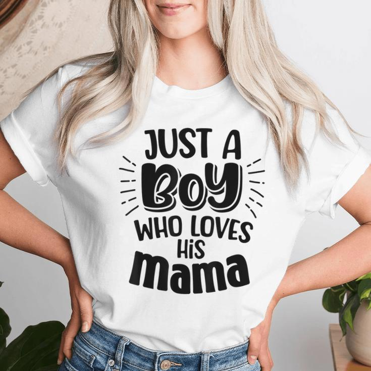 Just A Boy Who Loves His Mama Mother And Son Women T-shirt Gifts for Her