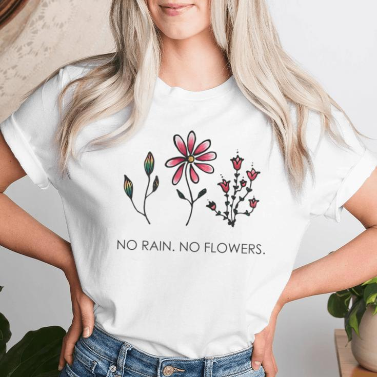 No Rain No Flowers Minimalisic Floral Love Dream Women T-shirt Gifts for Her