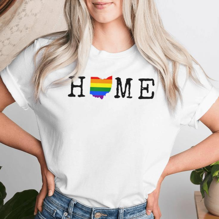 Ohio Rainbow Pride Home State Map Women T-shirt Gifts for Her