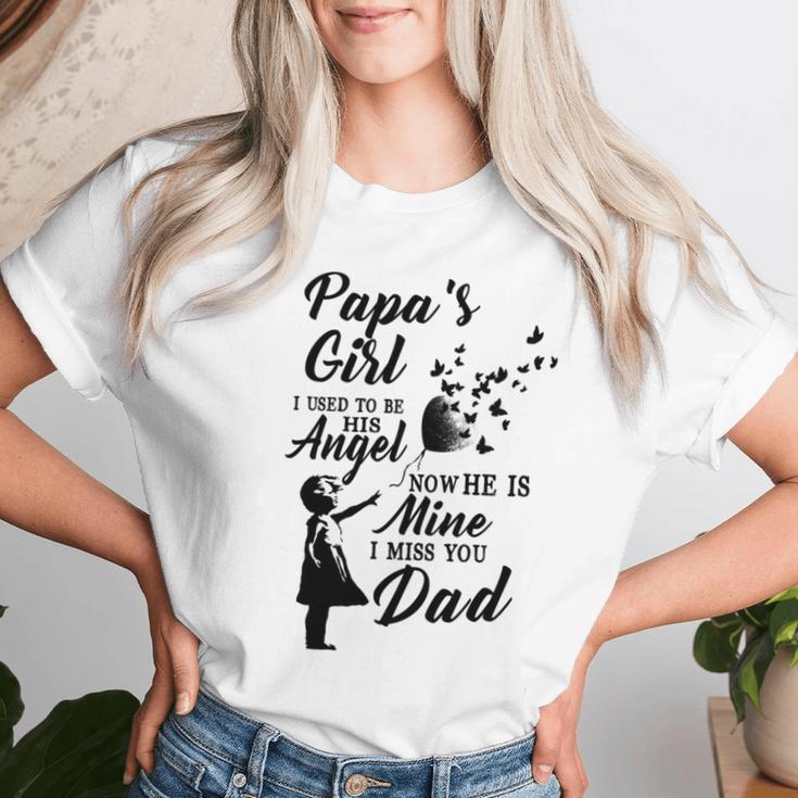 Papas Girl Ich War Früher Sein Engel Jetzt Ist Er Mein Miss Dad Gray S T-shirt Frauen Geschenke für Sie