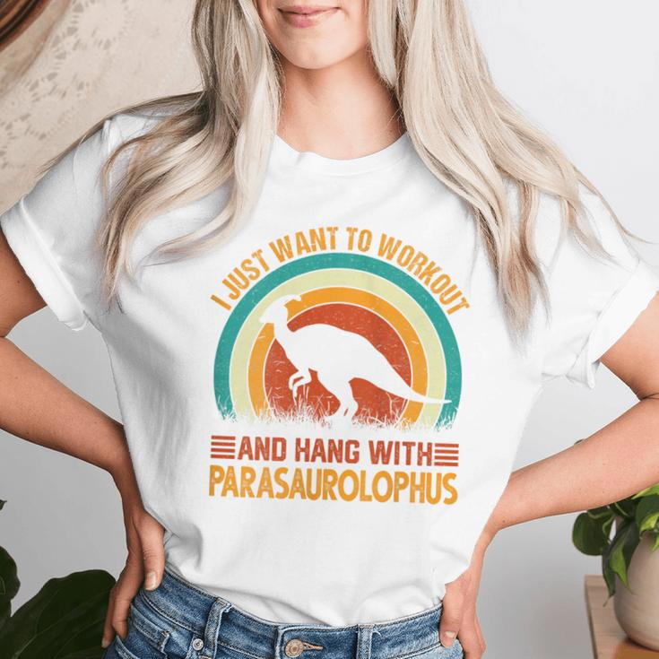 Parasaurolophus Retro Vintage Dinosaurus Sunset Dinosaurs Women T-shirt Gifts for Her