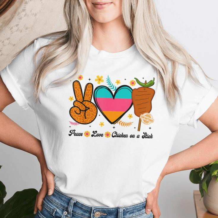 Peace Love And Chicken On A Stick Fiesta San Antonio Women T-shirt Gifts for Her