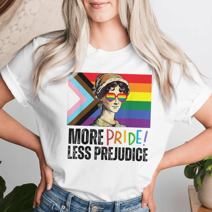 More Pride Less Prejudice Lgbtq Rainbow Pride Month Women T-shirt Gifts for Her