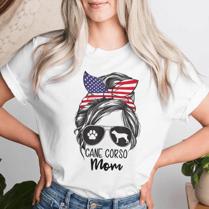 Proud Cane Corso Mom Messy Bun 4Th Of July Cane Corso Mom Women T-shirt Gifts for Her