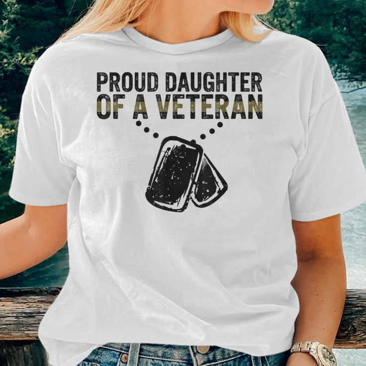 Proud Daughter Of A Veteran Dad Veterans Day Military Child Women T-shirt Gifts for Her