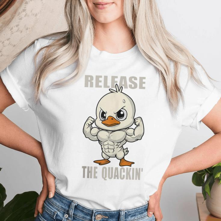 Release The Quackin Duck Gym Weightlifting Bodybuilder Women T-shirt Gifts for Her