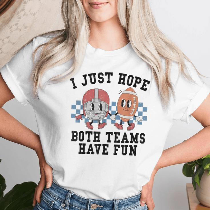 Retro Football I Just Hope Both Teams Have Fun Mom Game Day Women T-shirt Gifts for Her