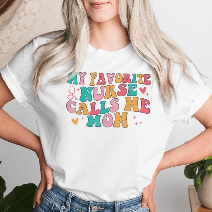 Retro Groovy My Favorite Nurse Calls Me Mom Women T-shirt Gifts for Her