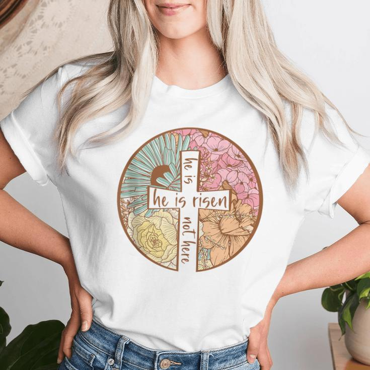 Retro Groovy He Is Risen Jesus Religious Easter Christians Women T-shirt Gifts for Her