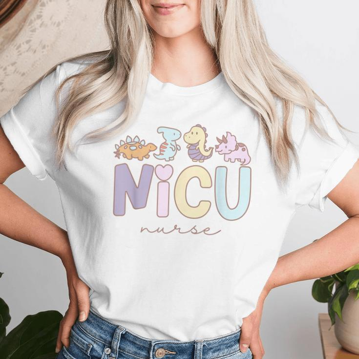 Retro Nicu Nurse Dinosaur Neonatal Intensive Care Unit Women T-shirt Gifts for Her