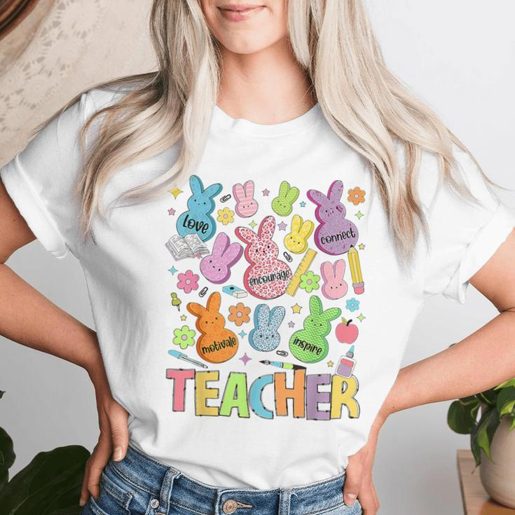 Retro Teacher Of Sweet Bunny Apparel Cute Teacher Easter Day Women T-shirt Gifts for Her