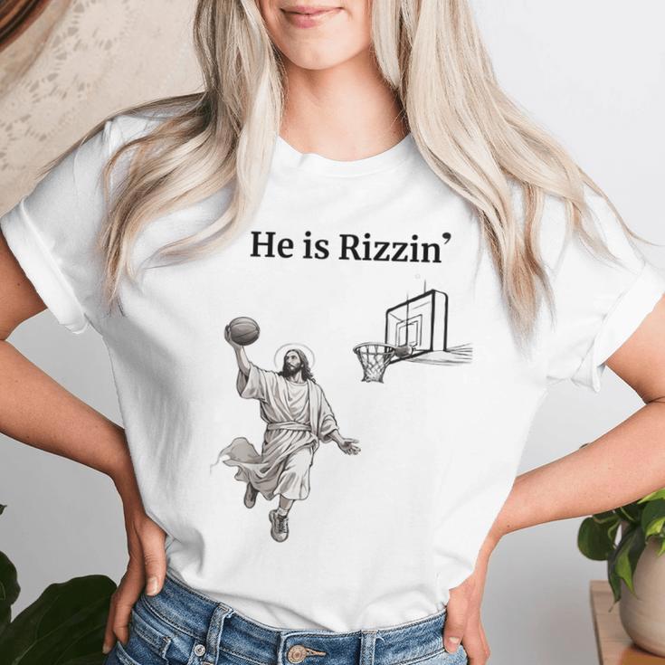 He Is Rizzen Jesus Easter Christian Basketball Women T-shirt Gifts for Her