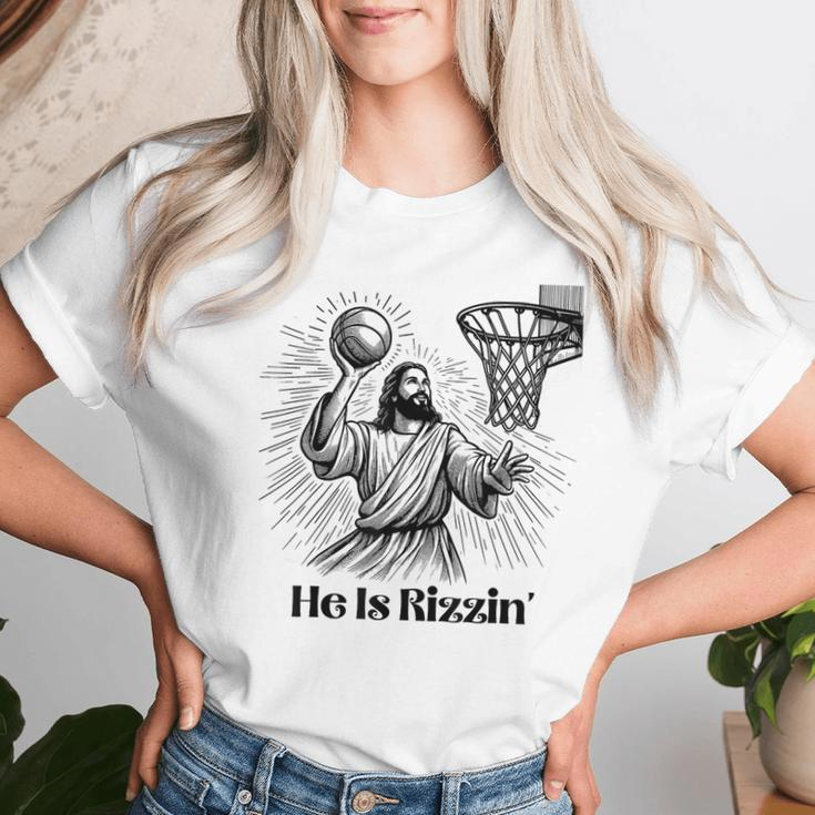 He Is Rizzin Basketball Retro Christian Easter Women Women T-shirt Gifts for Her