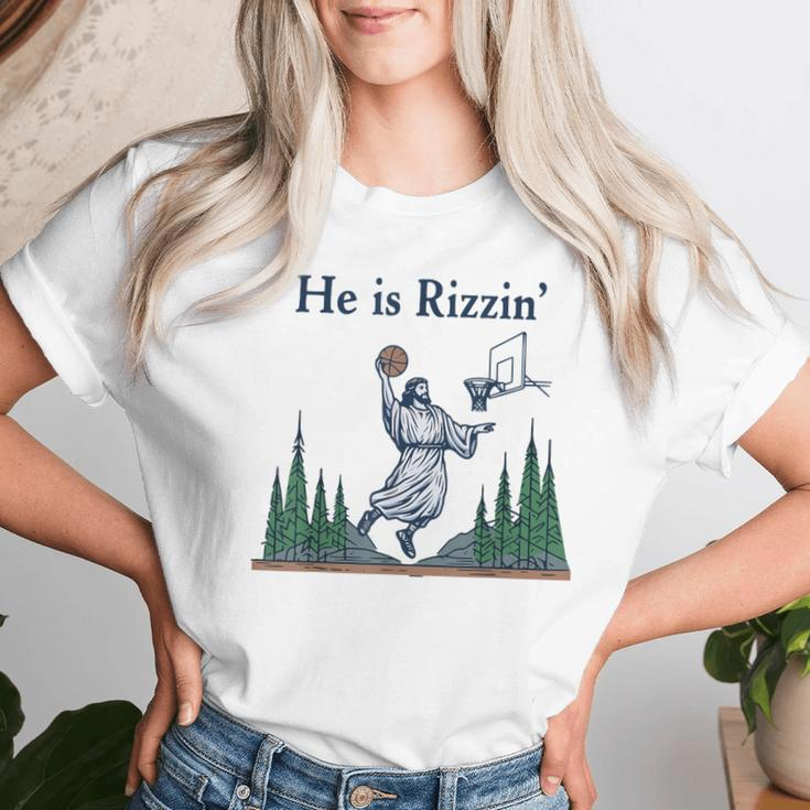 He Is Rizzin Basketball Retro Christian Religious Women T-shirt Gifts for Her