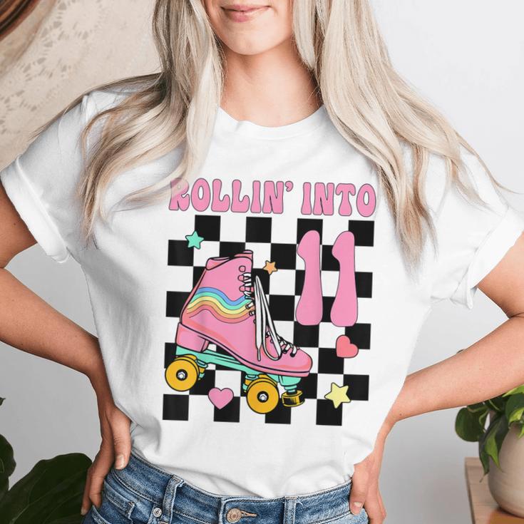 Rolling Into 11 Years Old Roller Skating Girl 11Th Birthday Women T-shirt Gifts for Her